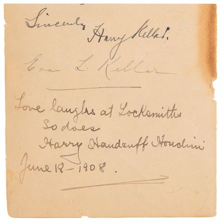 Lot #647 Harry Houdini and Harry Kellar Signatures - 