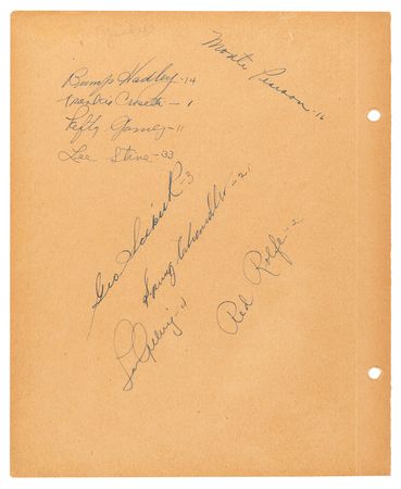 Lot #770 Lou Gehrig Large 1938 Signature with (30+) Autographs of NY Yankees and St. Louis Cardinals Players and Coaches - Image 2