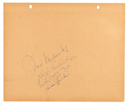Lot #770 Lou Gehrig Large 1938 Signature with (30+) Autographs of NY Yankees and St. Louis Cardinals Players and Coaches - Image 5