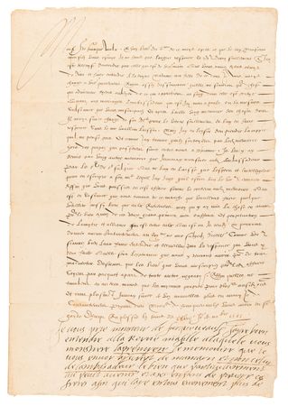 Lot #156 Catherine de Medici Autograph Letter Signed (23 Lines of Handwriting) - Urging the French Ambassador to Spain to Broker Marriage Proposals Between the Two Kingdoms - Image 1