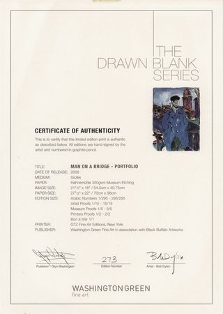 Lot #498 Bob Dylan Suite of (4) Signed Giclee Prints - 'Man on a Bridge' (Ltd. Ed. #273/295) - Image 13