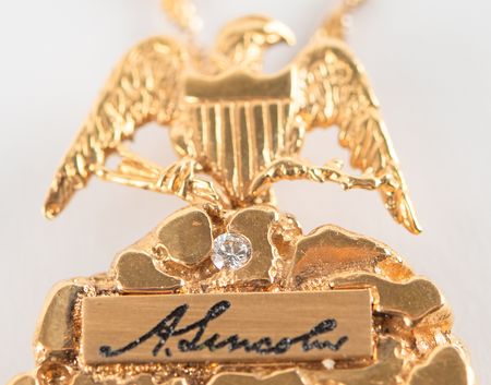 Lot #25 Abraham Lincoln and Hannibal Hamlin 1860 Presidential Campaign Ferrotype Button with 22K Gold Pendant - Image 5