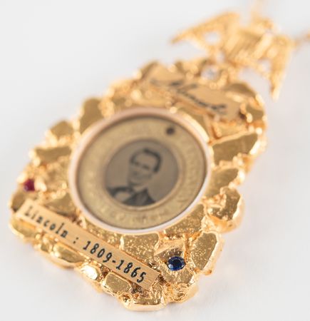 Lot #25 Abraham Lincoln and Hannibal Hamlin 1860 Presidential Campaign Ferrotype Button with 22K Gold Pendant - Image 7