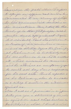 Lot #280 Varina Davis Autograph Letter Signed on Behalf of Jefferson Davis, Correcting the Record on His Relationship with Robert E. Lee: 