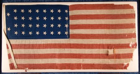 Lot #311 Civil War: United States Union 34-Star Flag (46˝ x 23˝) Carried by Private Thomas E. Silence of the 9th Missouri State Militia Cavalry Regiment - Image 2