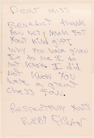 Lot #789 Bobby Fischer Autograph Letter Signed - 