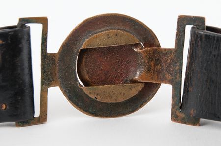 Lot #835 Confederate Tongue-and-Wreath 'CS' Sword Buckle with Original Leather Waist Belt - Image 3