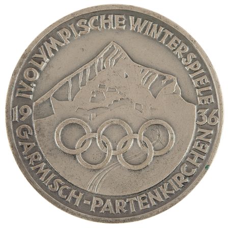 Lot #3142 Garmisch 1936 Winter Olympics Silvered Bronze Participation Medal - Image 1
