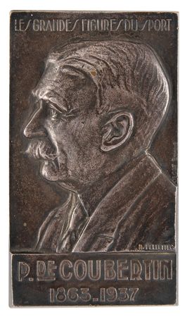Lot #3319 Pierre de Coubertin Silvered Bronze Plaque - Image 1
