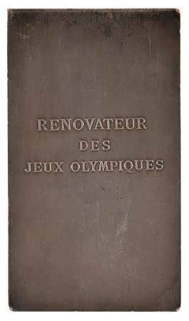Lot #3319 Pierre de Coubertin Silvered Bronze Plaque - Image 2