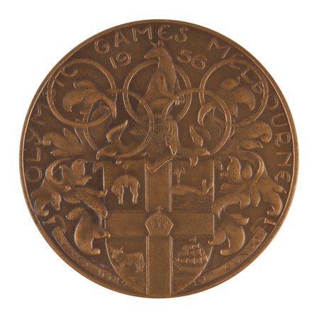 Lot #3081 Melbourne 1956 Summer Olympics Silver Winner's Medal and Participation Medal for Football - Image 6