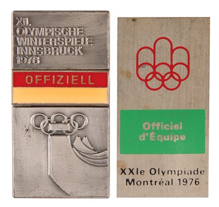 Lot #3240 Montreal and Innsbruck 1976 Summer and Winter Olympics (2) Official's Badges - Image 1