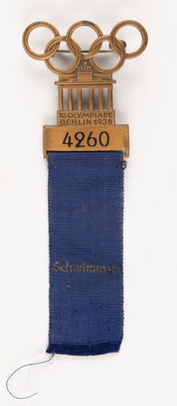 Lot #3219 Berlin 1936 Summer Olympics Swimming Competitor's Badge - Image 1