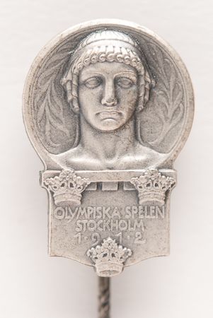 Lot #3210 Stockholm 1912 Summer Olympics Miniature Competitor's Pin - Image 1