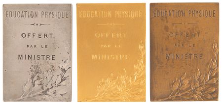 Lot #3321 French Physical Education Awards: (3) Medals for Physical Education, Based on the 1900 Olympic Prize Medal Design - Image 2