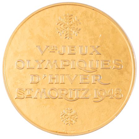 Lot #3077 St. Moritz 1948 Winter Olympics Collection of (3) Winner's Medals: Gold, Silver, and Bronze - Image 3