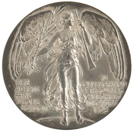 Lot #3133 London 1908 Olympics Pewter Participation Medal - Image 2