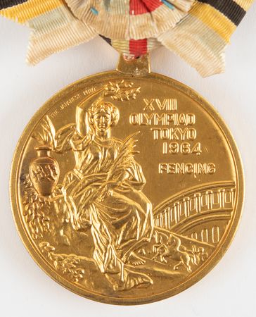Lot #3088 Tokyo 1964 Summer Olympics Gold Winner's Medal for Fencing - Image 3