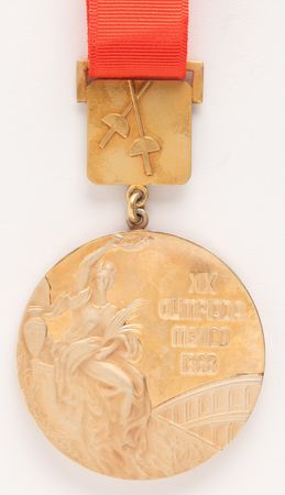 Lot #3090 Mexico City 1968 Summer Olympics Gold Winner's Medal for Fencing - Image 3