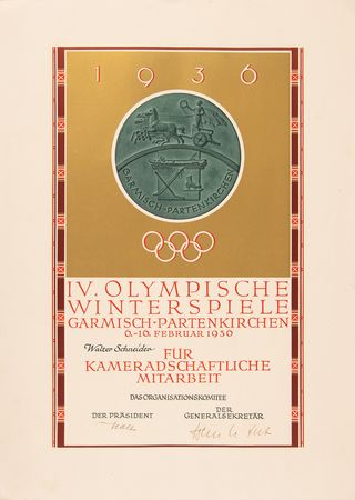Lot #3186 Garmisch 1936 Winter Olympics
