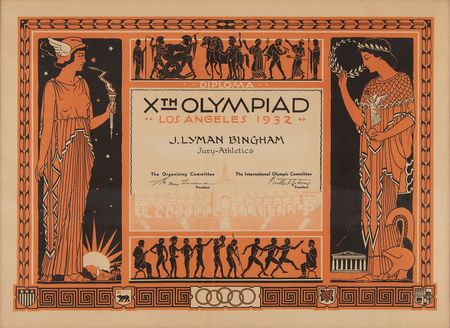 Lot #3185 Los Angeles 1932 Summer Olympics Participation Diploma - Image 1