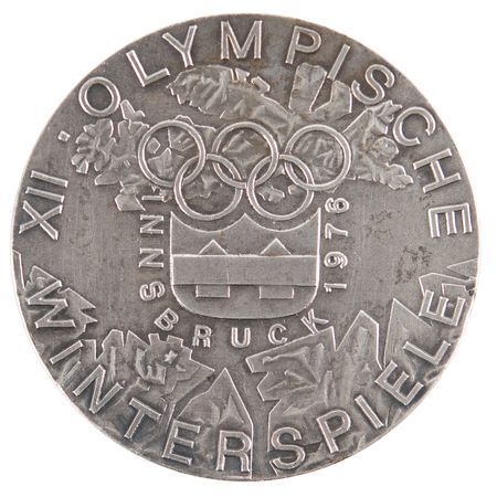 Lot #3155 Innsbruck 1976 Winter Olympics Silvered Bronze Participation Medal - Image 1