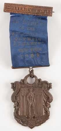 Lot #3207 London 1908 Olympics New York Reception 'Military Committee' Badge - Image 1