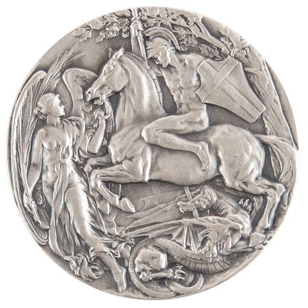 Lot #3062 London 1908 Olympics Gold Winner's Medal for Sailing - Rare 'Silver' First-Place Prize - Image 2
