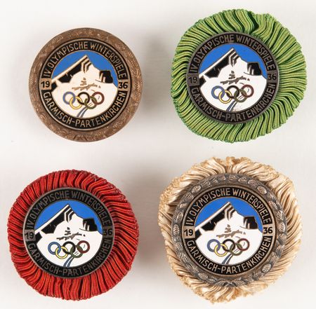 Lot #3218 Garmisch 1936 Winter Olympics (4) Badges