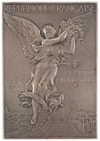 Lot #3048 Paris 1900 Olympics Silvered Bronze Participation Medal for Physical Exercises - Image 1