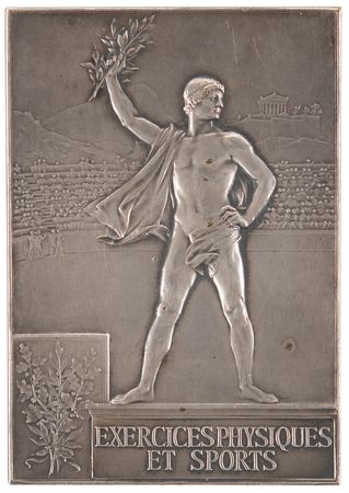 Lot #3048 Paris 1900 Olympics Silvered Bronze Participation Medal for Physical Exercises - Image 2