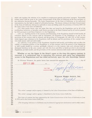 Lot #3306 Ingemar Johansson Early Document Signed as the Heavyweight Champ (September 25, 1959) - Image 1