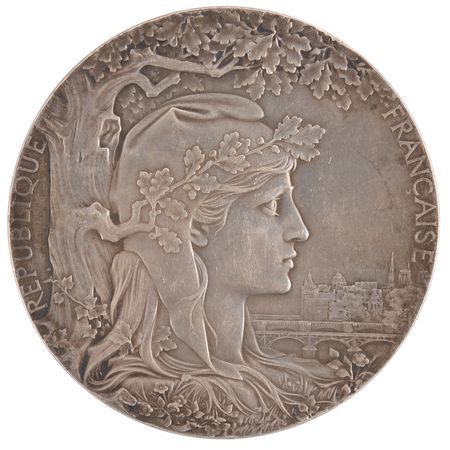 Lot #3051 Paris 1900 Exposition Universelle Non-Athletic Silvered Bronze Award Medal - Image 1