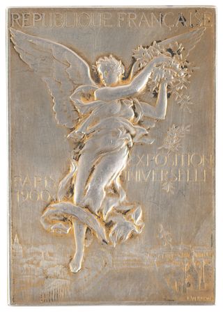 Lot #3044 Paris 1900 Olympics Gilt Silver Winner's Medal for Gymnastics (Fete Federale) - Image 1