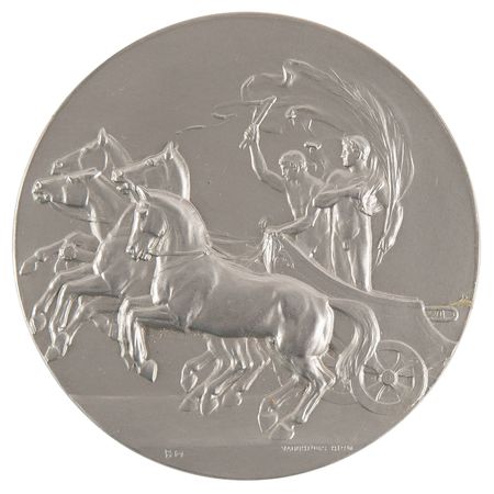 Lot #3135 Stockholm 1912 Olympics Pewter Participation Medal - Image 1