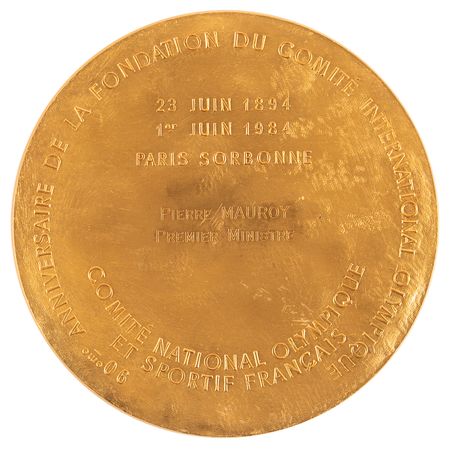 Lot #3360 French IOC 90th Anniversary Medal Presented to Prime Minister Pierre Mauroy - Image 2