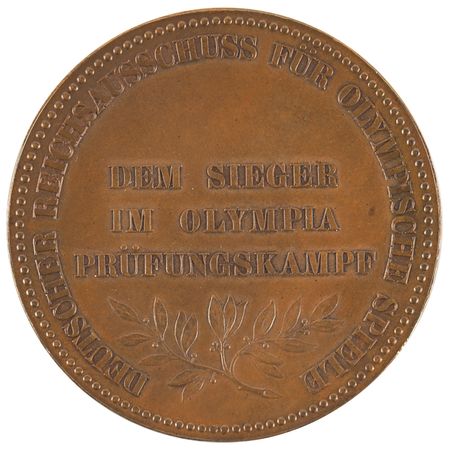 Lot #3064 Berlin 1916 Olympic Trials Bronze Winner's Medal [Canceled Games] - Image 2