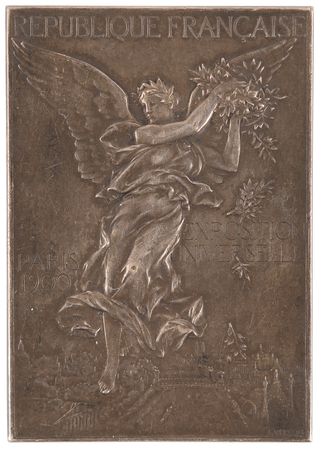 Lot #3045 Paris 1900 Olympics Silvered Bronze Winner's Medal for Pigeon Shooting - Image 1