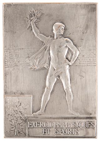 Lot #3126 Paris 1900 Olympics Silvered Bronze Participation Medal for Physical Exercises - Image 2