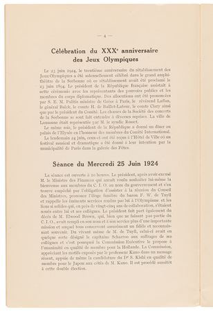 Lot #3268 Paris 1924 Summer Olympics IOC Session Booklet - Image 3