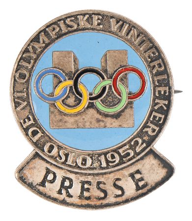 Lot #3223 Oslo 1952 Winter Olympics Press Badge - Image 1