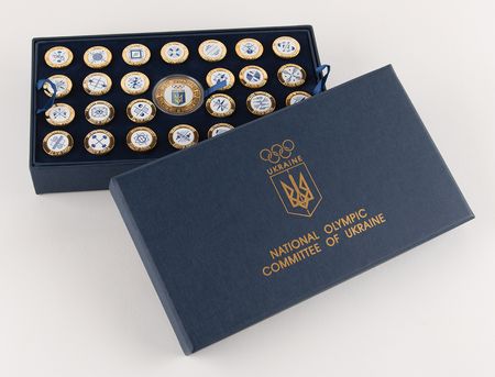 Lot #3260 Paris 2024 Summer Olympics Team Ukraine Pin Set - Image 1