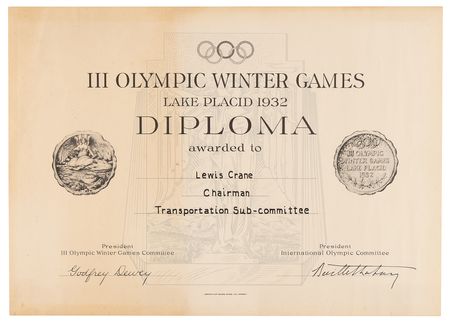 Lot #3184 Lake Placid 1932 Winter Olympics