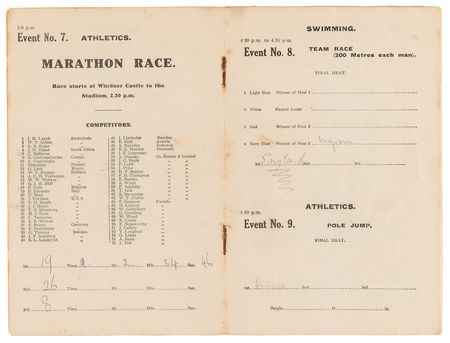 Lot #3273 London 1908 Olympics Daily Program: July 24th Marathon - Image 2