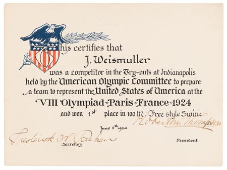 Lot #3180 Paris 1924 Summer Olympics Trials