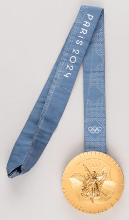 Lot #3120 Paris 2024 Summer Olympics Gold Winner's Medal, Torch, and Poster - Image 3