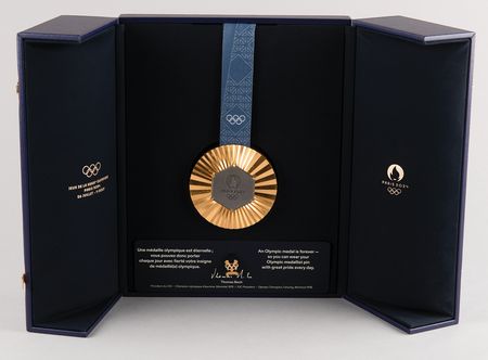 Lot #3120 Paris 2024 Summer Olympics Gold Winner's Medal, Torch, and Poster - Image 7