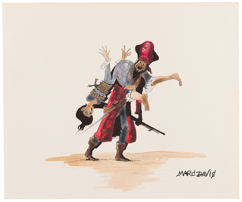 Lot 385 Pirates of the Caribbean ride concept painting by Marc Davis