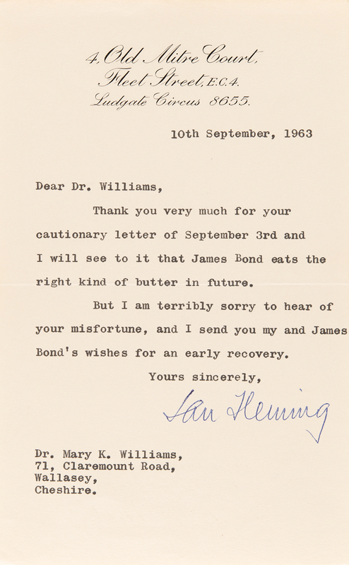 Lot 586 Ian Fleming Typed Letter Signed with TWO Rare Full 
