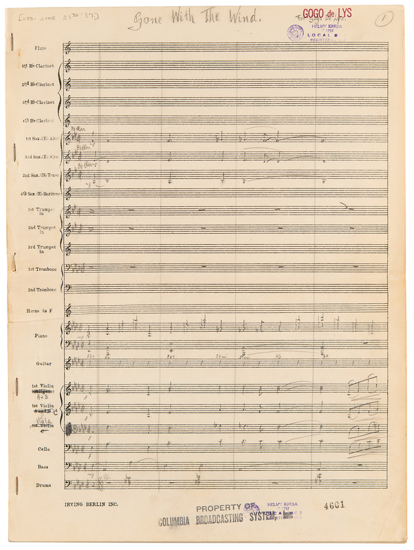 Lot 843 Gone with the Wind: Handwritten Score for the 1937 Radio Program